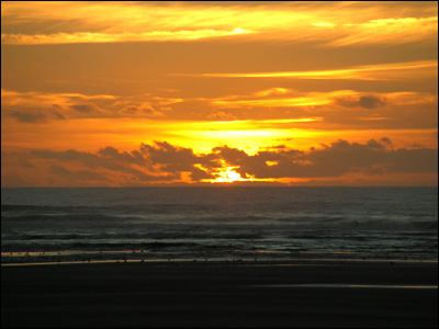 sunset on beach. Oregon each sunset